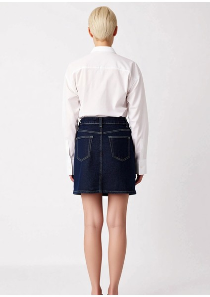 Kadın A Line Mini Denim Etek %99 Pamuk %1 Elastan Fonksiyonel Dayanıklı Kaliteli Konforlu Şık indirimleri