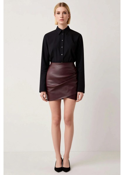 Kadın Yüksek Bel Kruvaze Suni Deri Mini Etek Fonksiyonel Dayanıklı Kaliteli Konforlu Rahat fırsatları