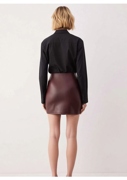 Kadın Yüksek Bel Kruvaze Suni Deri Mini Etek Fonksiyonel Dayanıklı Kaliteli Konforlu Rahat indirimleri