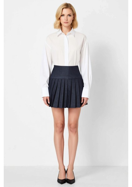 Kadın Pileli Mini Etek Yüksek Bel Düz Gabardin Kalıp Fonksiyonel Dayanıklı Kaliteli Modern modelleri