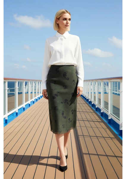 Kadın Kalem Kalıp Yüksek Bel Midi Etek Fonksiyonel Dayanıklı Kaliteli Konforlu Estetik Şık