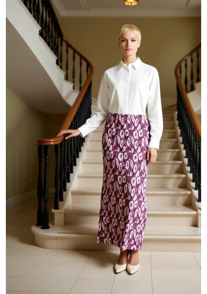 Kadın Maxi Pilise Etek Normal Bel Soyut Desenli %100 Polyester Fonksiyonel Dayanıklı Rahat fiyatları