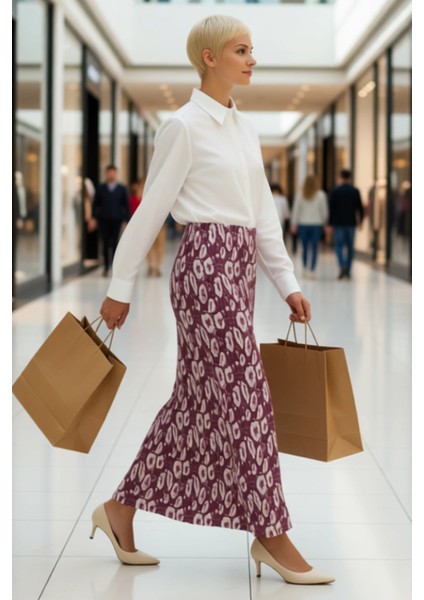 Kadın Maxi Pilise Etek Normal Bel Soyut Desenli %100 Polyester Fonksiyonel Dayanıklı Rahat modelleri