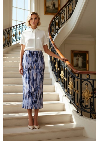 Kadın Maxi Pilise Etek Normal Bel Soyut Desenli %100 Polyester Fonksiyonel Dayanıklı Rahat fiyatları