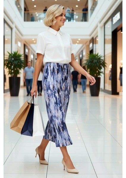 Kadın Maxi Pilise Etek Normal Bel Soyut Desenli %100 Polyester Fonksiyonel Dayanıklı Rahat modelleri