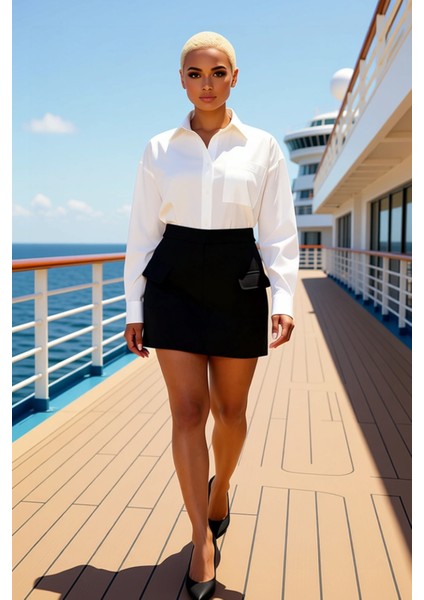 Kadın Kalem Kumaş Cep Detaylı Mini Etek Fonksiyonel Dayanıklı Kaliteli Konforlu Estetik Şık