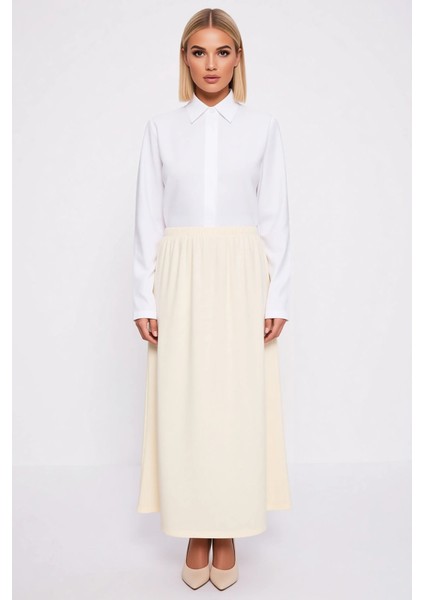 Kadın Maxi Etek Yüksek Bel Düz Desen Kırışmaya Dayanıklı Fonksiyonel Kaliteli Konforlu Şık fırsatları