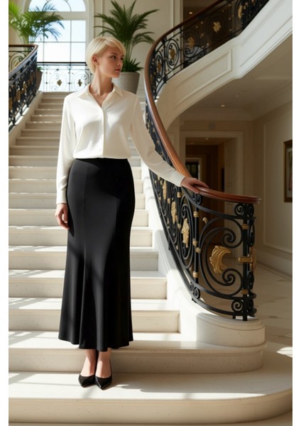 Kadın Yüksek Bel Maxi Kalem Etek %97 Pamuk %3 Elastan Fonksiyonel Dayanıklı Kaliteli Rahat fiyatları