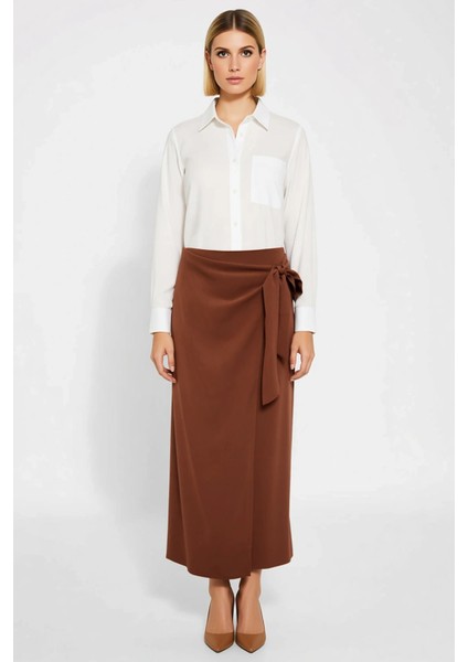 Kadın Düz Maxi Boy Sarong Kalıp Kruvaze Bağlamalı Viskon Dokuma Etek Fonksiyonel Dayanıklı fırsatları