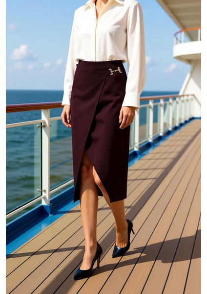 Kadın Düz Midi Sarong Kalıp Dokuma Etek Aksesuar Detaylı Fonksiyonel Dayanıklı Kaliteli Şık