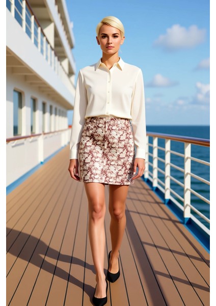 Kadın Yüksek Bel A Line Mini Etek %100 Pamuk Gabardin Fonksiyonel Dayanıklı Kaliteli Rahat