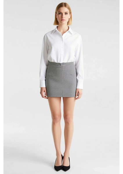 Kadın Slim Fit Gofre Dokuma Kareli Mini Etek Fonksiyonel Dayanıklı Kaliteli Konforlu Rahat fırsatları