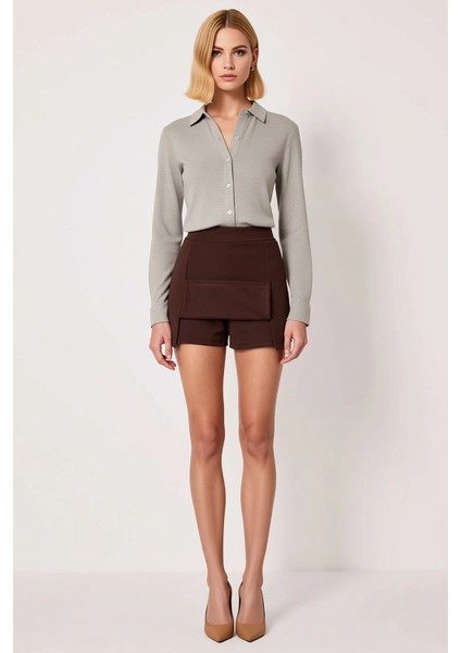 Kadın Normal Bel Yırtmaçlı Mini Şort Etek Düz Desen Interlok Kumaş Fonksiyonel Dayanıklı Şık fırsatları