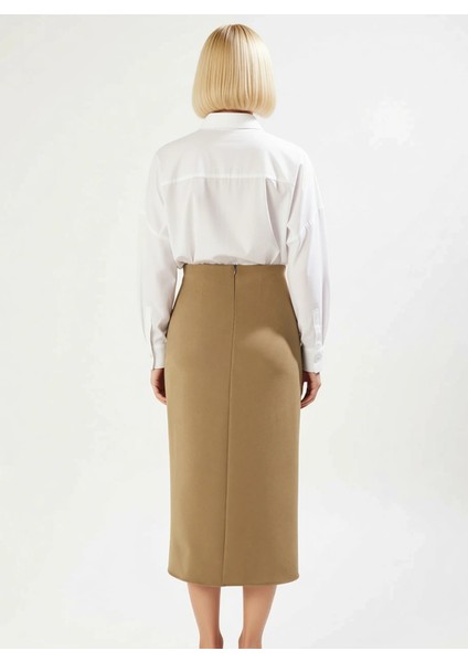 Kadın Midi Sarong Kalıp Dokuma Etek Yandan Büzgülü Yırtmaçlı Fonksiyonel Dayanıklı Estetik indirimleri