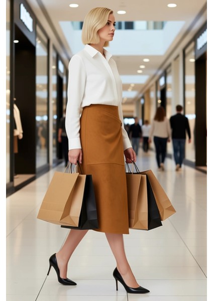 Kadın Düz Desenli A Line Kalıp %100 Pamuk Midi Etek Fonksiyonel Dayanıklı Kaliteli Estetik modelleri