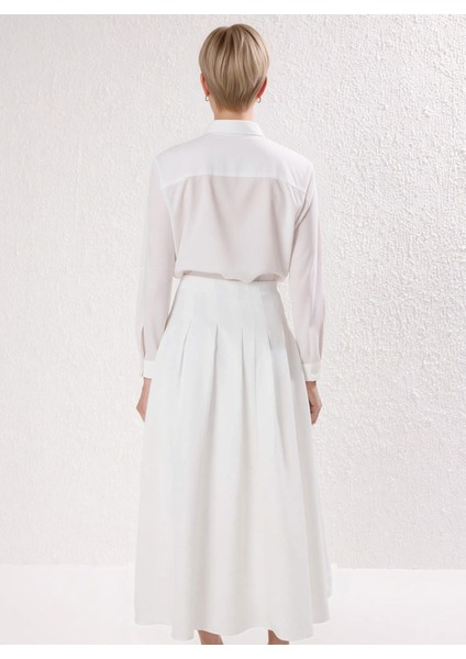 Kadın Yüksek Bel Pileli Maxi Etek %95 Polyester %5 Elastan Düz Desen Fonksiyonel Dayanıklı indirimleri