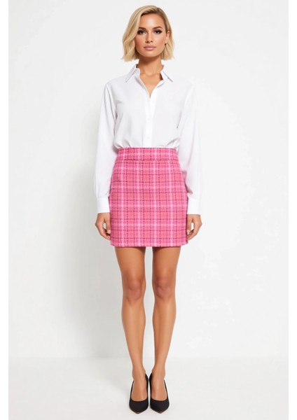 Kadın Ekose Desenli Tüvit Mini Etek Yüksek Bel Kalem Kalıp Fonksiyonel Dayanıklı Kaliteli Şık fırsatları