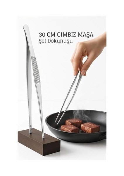 Bfs Paslanmaz Çelik Şef Cımbızı 30 cm – Mutfak Maşası Kızartma Maşası