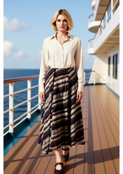 Kadın Asimetrik Yırtmaçlı Maxi Etek %100 Viskoz Fonksiyonel Dayanıklı Kaliteli Konforlu Şık