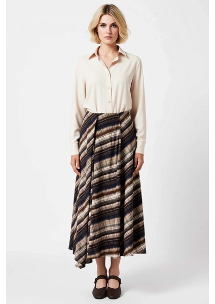 Kadın Asimetrik Yırtmaçlı Maxi Etek %100 Viskoz Fonksiyonel Dayanıklı Kaliteli Konforlu Şık fırsatları