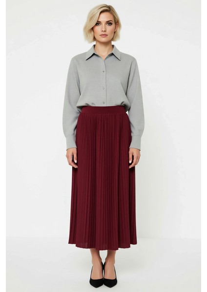 Kadın Pilise Maxi Etek Yüksek Bel A Line Kalıp Esnek Örme Kumaş Fonksiyonel Dayanıklı Spor fırsatları