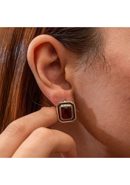 Gümüş Yakut Taşlı Otantik Kadın Küpe modelleri