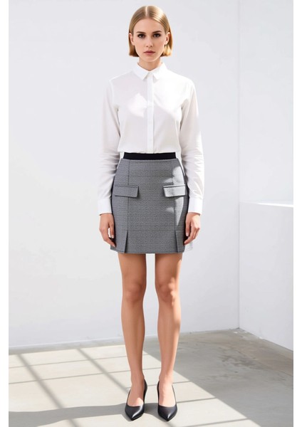 Kadın Balıksırtı Dokuma Mini Etek Yüksek Bel A Kesim %60 Pamuk %40 Polyester Fonksiyonel Şık fırsatları