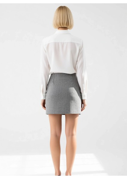 Kadın Balıksırtı Dokuma Mini Etek Yüksek Bel A Kesim %60 Pamuk %40 Polyester Fonksiyonel Şık indirimleri
