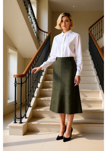 Kadın Yüksek Bel Midi A Kesim Örme Süet Etek Fonksiyonel Dayanıklı Kaliteli Konforlu Rahat fiyatları