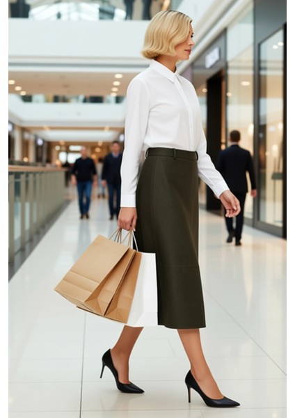 Kadın Yüksek Bel Midi A Kesim Örme Süet Etek Fonksiyonel Dayanıklı Kaliteli Konforlu Rahat modelleri