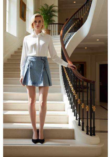 Kadın %100 Pamuk A Line Kalıp Bağlama Detaylı Mini Etek Fonksiyonel Dayanıklı Kaliteli Şık fiyatları