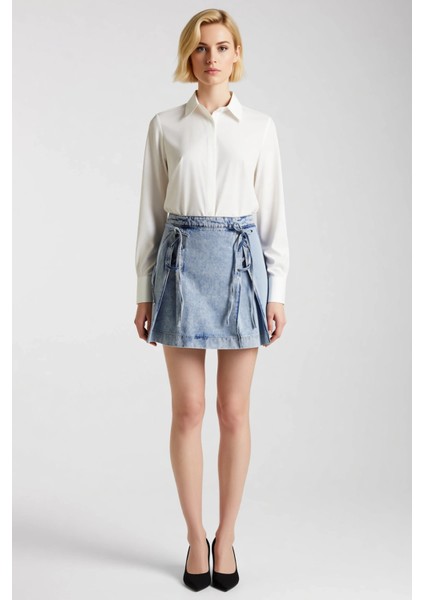 Kadın %100 Pamuk A Line Kalıp Bağlama Detaylı Mini Etek Fonksiyonel Dayanıklı Kaliteli Şık fırsatları