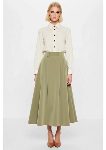 Kadın Pileli Maxi Boy Dokuma Etek Yüksek Bel Düz Desen Fonksiyonel Dayanıklı Kaliteli Spor fırsatları