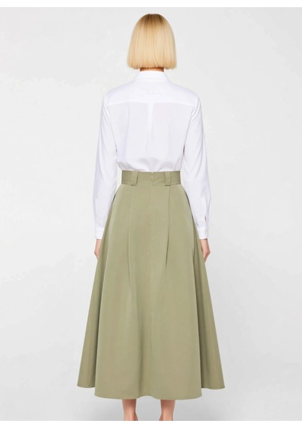 Kadın Pileli Maxi Boy Dokuma Etek Yüksek Bel Düz Desen Fonksiyonel Dayanıklı Kaliteli Spor indirimleri