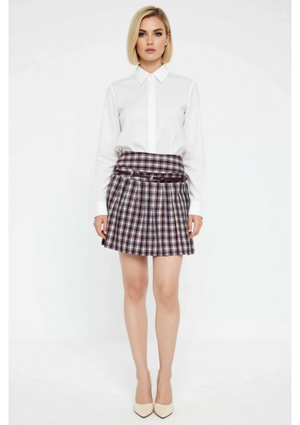 Kadın Pileli Mini Etek Ekose Desenli Kemerli Kalıp Fonksiyonel Dayanıklı Kaliteli Konforlu fırsatları