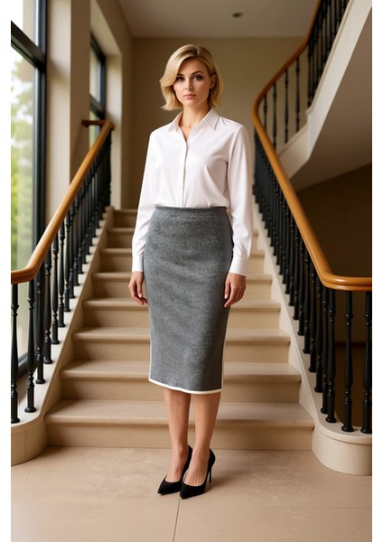 Kadın Midi Boy Triko Etek Düz Kesim Yüksek Bel Fonksiyonel Dayanıklı Kaliteli Konforlu Şık fiyatları