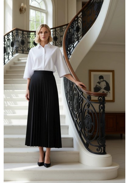 Kadın Maxi Pileli Dokuma Etek Geniş Kalıp Düz Desen Fonksiyonel Dayanıklı Kaliteli Estetik fiyatları