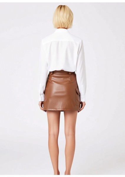 Kadın Yüksek Bel Suni Deri Mini Etek Düz Desen Kalem Kalıp Fonksiyonel Dayanıklı Kaliteli Şık indirimleri