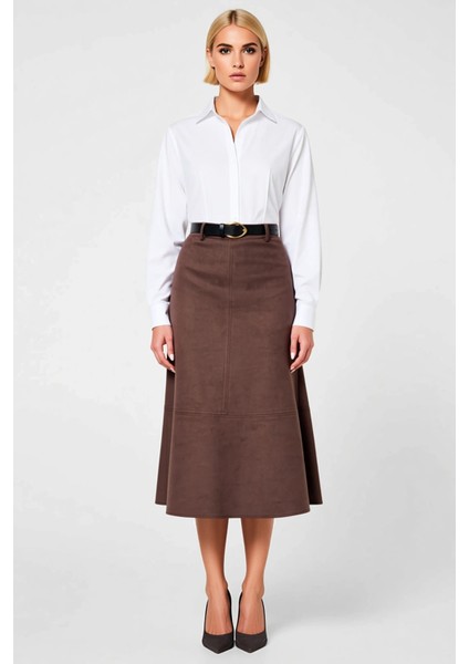 Kadın Yüksek Bel Midi A Kesim Örme Süet Etek Fonksiyonel Dayanıklı Kaliteli Konforlu Rahat fırsatları