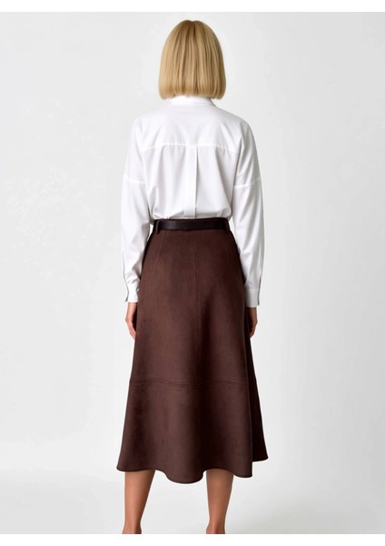 Kadın Yüksek Bel Midi A Kesim Örme Süet Etek Fonksiyonel Dayanıklı Kaliteli Konforlu Rahat indirimleri