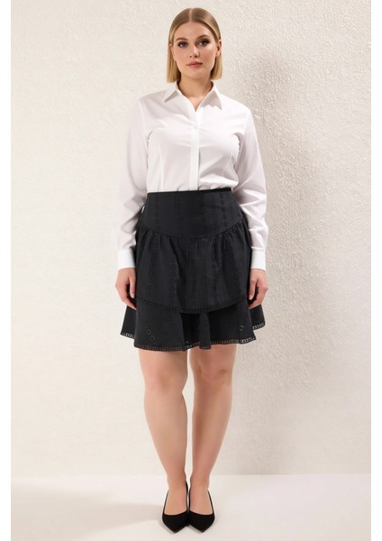 Kadın Brode Desenli Fırfırlı Mini Etek Fonksiyonel Dayanıklı Kaliteli Konforlu Estetik Şık fırsatları