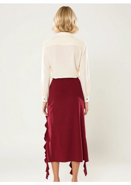 Kadın Yüksek Bel Fırfırlı Yırtmaçlı Maxi Etek Fonksiyonel Dayanıklı Kaliteli Konforlu Spor indirimleri