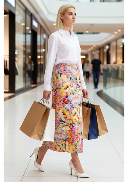 Kadın Balık Kesim Maxi Boy Çiçek Desenli Dokuma Krep Kumaş Etek Yazlık Günlük Giyim Modern modelleri