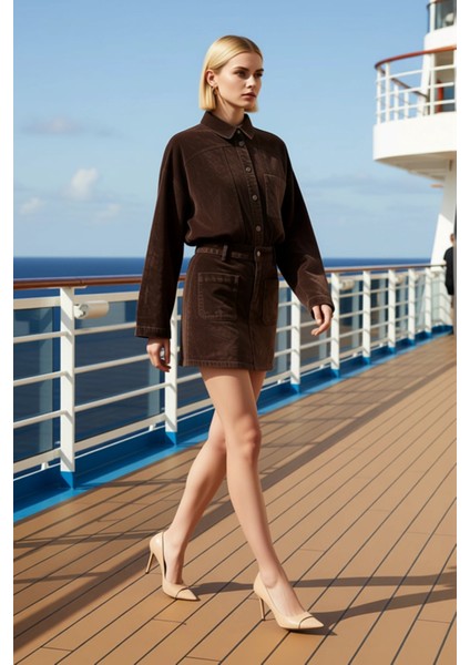 Kadın Normal Bel Mini Etek %100 Pamuk Dokulu Kalıp A Line Fonksiyonel Dayanıklı Kaliteli Şık