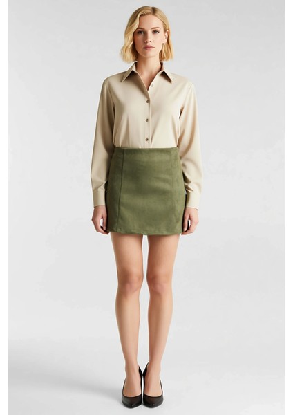 Kadın A Line Mini Etek Düz Dokuma %96 Polyester %4 Elastan Fonksiyonel Dayanıklı Kaliteli Şık fırsatları