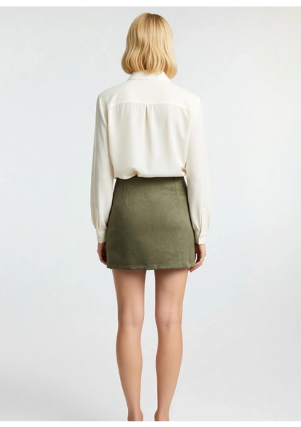 Kadın A Line Mini Etek Düz Dokuma %96 Polyester %4 Elastan Fonksiyonel Dayanıklı Kaliteli Şık indirimleri