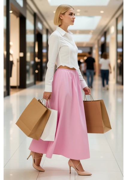 Kadın Maxi Etek A Line Kalıp %100 Pamuk Beli Lastikli Dokuma Fonksiyonel Dayanıklı Estetik modelleri