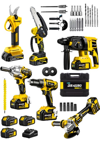 Professional 6 Lı Set 21V Darbeli Hilti Taşlama Testere Makas Matkap Vidalama Somun Sıkma
