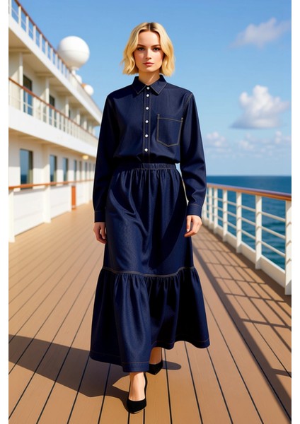 Kadın Maxi Etek Yaka Kol Kalıp %100 Pamuk Fonksiyonel Dayanıklı Kaliteli Konforlu Estetik Şık