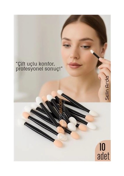Bfs 10’lu Göz Makyaj Aplikatörü Seti – Çift Uçlu, Sünger Başlıklı, Far Uygulama Için
